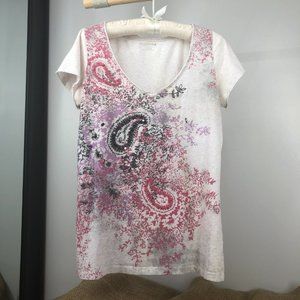 DKNY JEANS, sequin graphic T, Size M